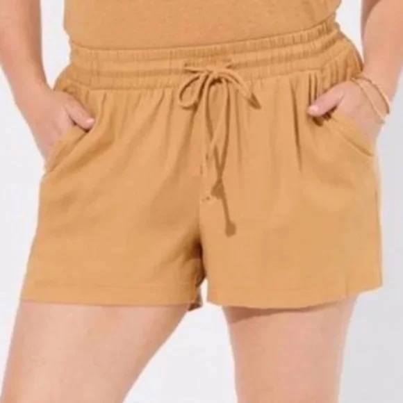 torrid Pants - Soft Linen Look Mid Rise Shorts